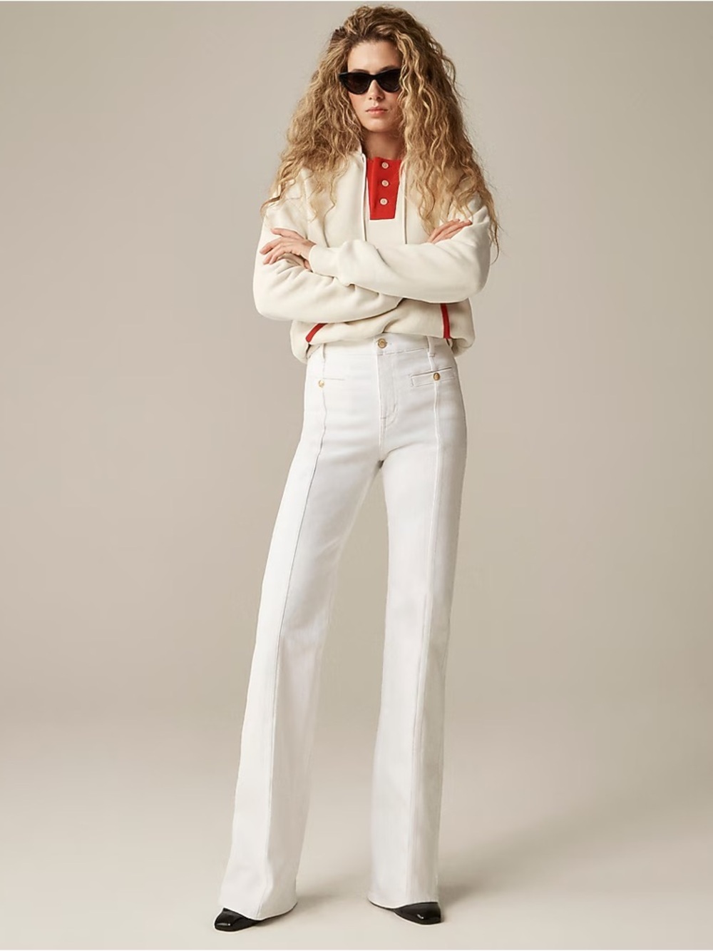 J.Crew Petite New Vintage Flare Jean in White Denim Size 26P